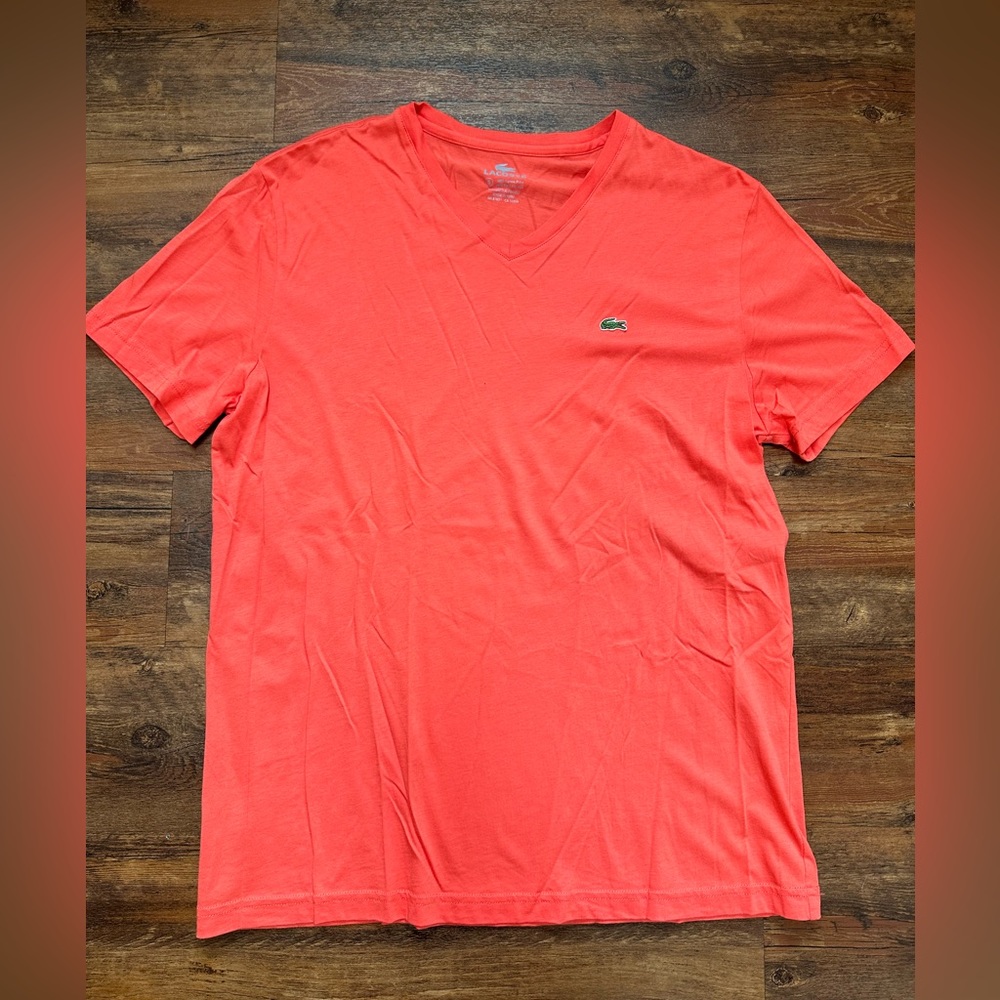 Men's Lacoste Orange Vneck Shirt
